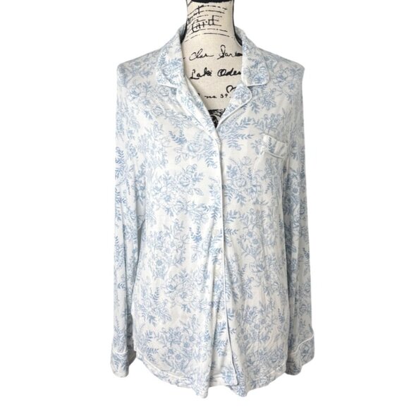 cozy earth Other - Cozy Earth Womens Pajama Top Long Sleeve Blue & White Floral Bamboo Soft Size M